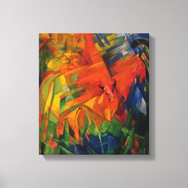 Lienzo Animales de Franz Marc de época en un paisaje (Anverso)