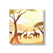 Animales de Safari | Silueta Naturaleza Acuarela