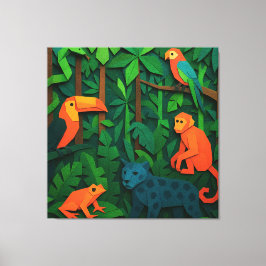 Lienzo Animales doblados del bosque – Vida silvestre de l
