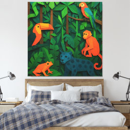 Lienzo Animales doblados del bosque – Vida silvestre de l