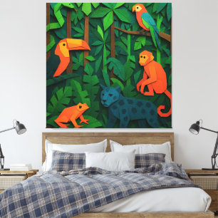 Lienzo Animales doblados del bosque – Vida silvestre de l