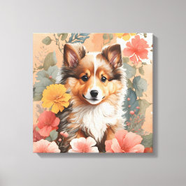 Lienzo Animales para bebés | Cachorro de oveja de Shetlan