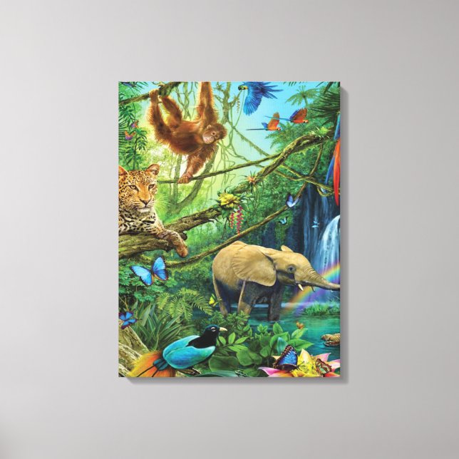 Lienzo Animales que viven juntos tiran almohada (Anverso)