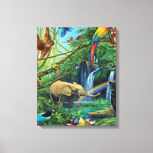 Lienzo Animales que viven juntos tiran almohada (Anverso)