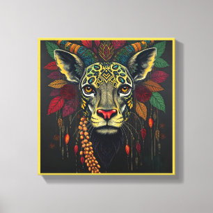 Lienzo Animales Salvajes Disfrazados Vibrantes de Kwanzaa