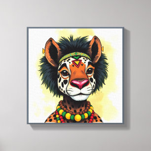 Lienzo Animales Salvajes Disfrazados Vibrantes de Kwanzaa