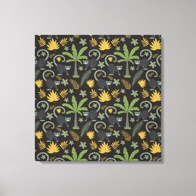 Lienzo Animales tropicales patrón sin soldadura árbol de  (Anverso)