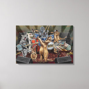 Lienzo Animalz Band Animal Musicians Performing