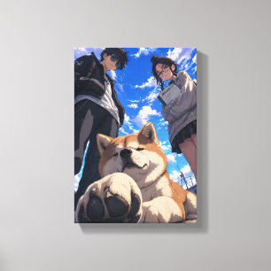 Lienzo Anime akita y sus amigos
