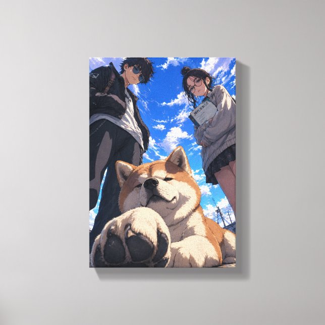 Lienzo Anime akita y sus amigos (Anverso)