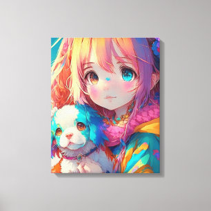 Lienzo Anime Chica con pipa