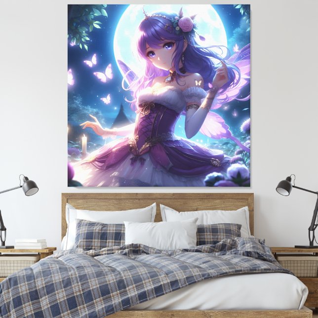 Lienzo Anime Chica Violet Butterfly Wing Moon Fairy (Insitu(Dormitorio))