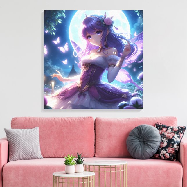 Lienzo Anime Chica Violet Butterfly Wing Moon Fairy (Insitu (Sala de estar))
