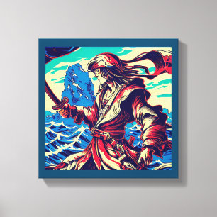 Lienzo Animé de piratas de fantasía - Grabado en madera 2