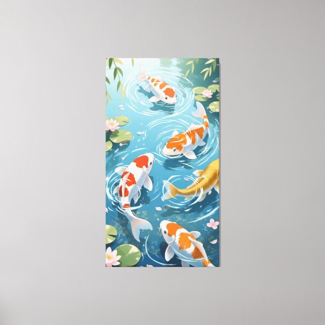 Lienzo Anime koi swimming in the pond (Anverso)
