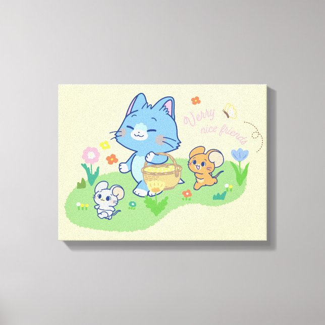 Lienzo Anime Tom, Jerry y Tuffy Picnic (Anverso)