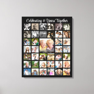 Lienzo Aniversario 39 Collage de Fotos Personalizado Negr