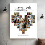 Lienzo Aniversario boda Collage de fotos moderno del cora<br><div class="desc">Celebra tu especial aniversario con esta impresión personalizada de tela de Collage de fotos de corazón, diseñada para mostrar hasta 29 de tus preciadas fotos en una hermosa forma cardíaca. Cada franja fotográfica se puede personalizar fácilmente con sus propias fotos, creando un conservador significativo que cuenta su historia de amor...</div>