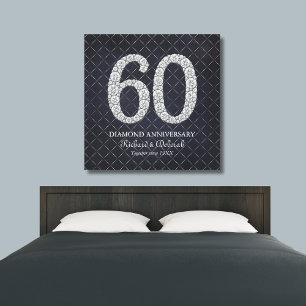 Lienzo Aniversario de Bodas de Diamante 60 Real