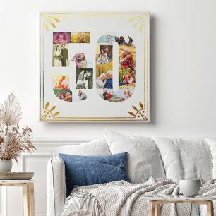 Lienzo Aniversario de Bodas de Oro Foto Art Déco Blanco y