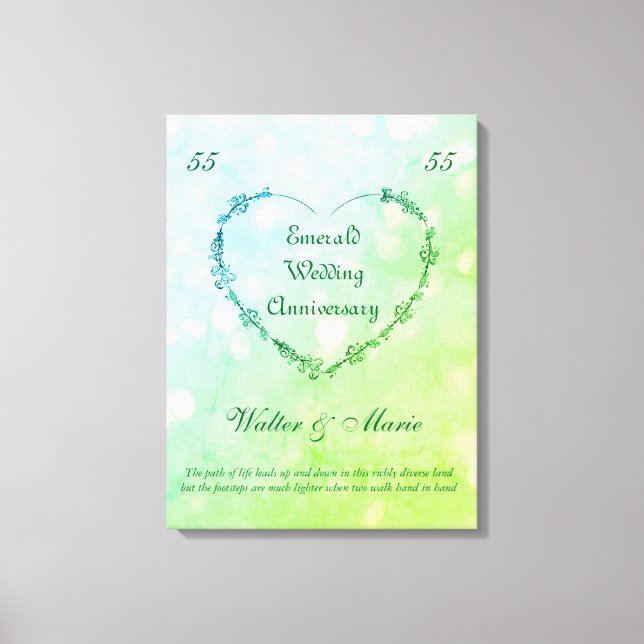 Lienzo Aniversario del Boda de Esmeralda personalizable (Anverso)