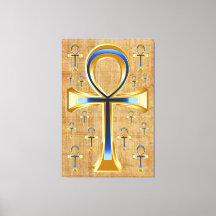 Ankh egipcio - Diseño dorado y azul