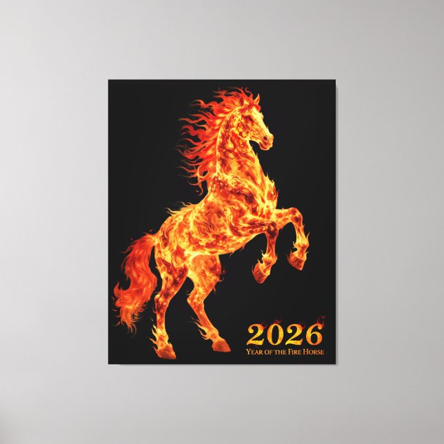 Lienzo Año 2026 del Caballo de Fuego (Anverso)