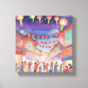 Lienzo Año Nuevo Lunar Chino   Aquarela de Celebración