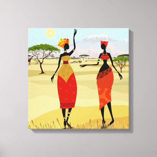 Lienzo Antecedentes de las mujeres africanas (Anverso)