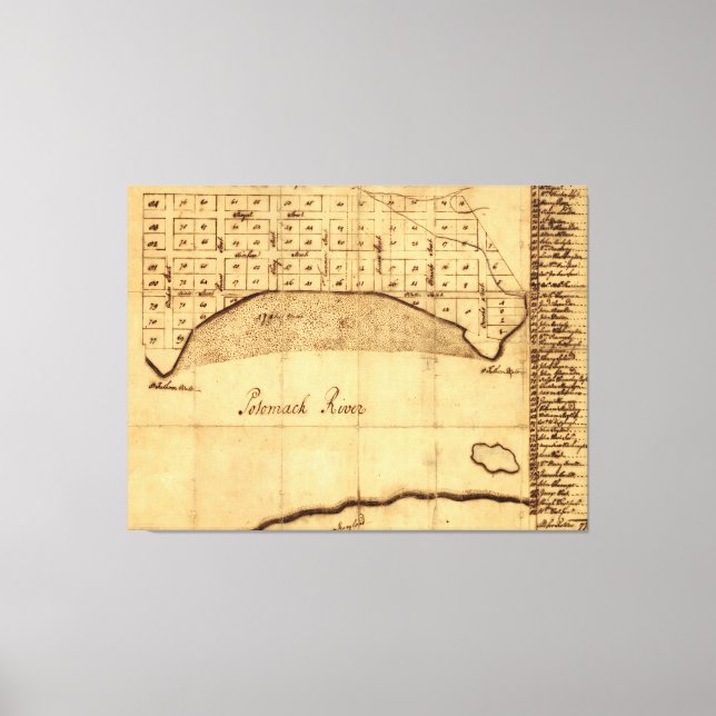 Lienzo Antigua Alexandria VA Mapa de George Washington (1 (Anverso)