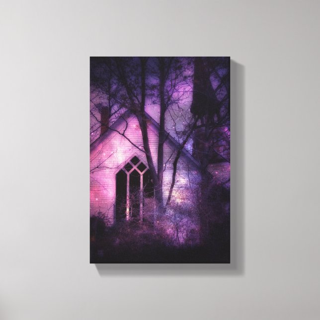 Lienzo Antigua Iglesia Abandonada, lustre morado (Anverso)