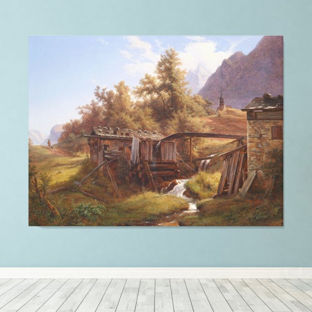 Lienzo Antigua molino en el valle cerca de Berchtesgaden (Insitu (piso de madera))