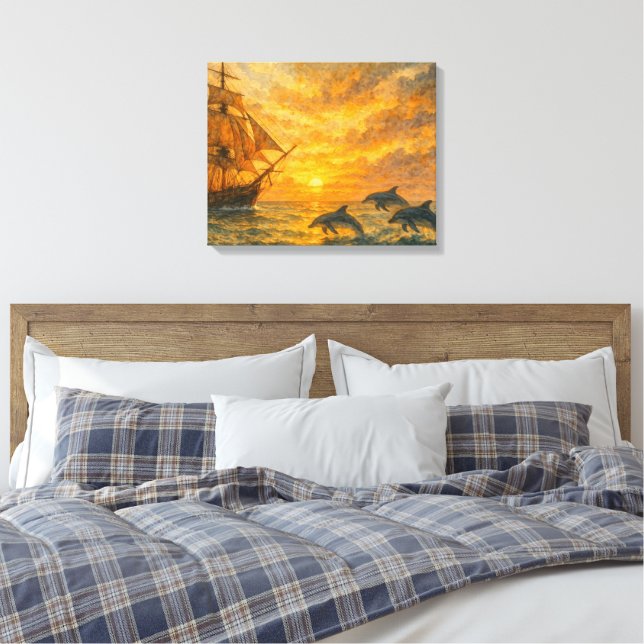Lienzo Antiguo Amanecer de Barco (Insitu(Dormitorio))