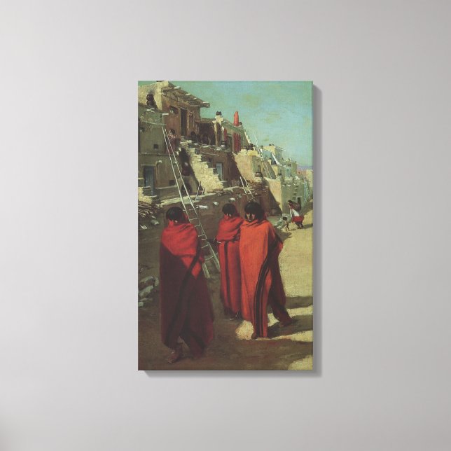 Lienzo Antiguo Indígena Americano, Pueblo Hopi por Louis  (Anverso)