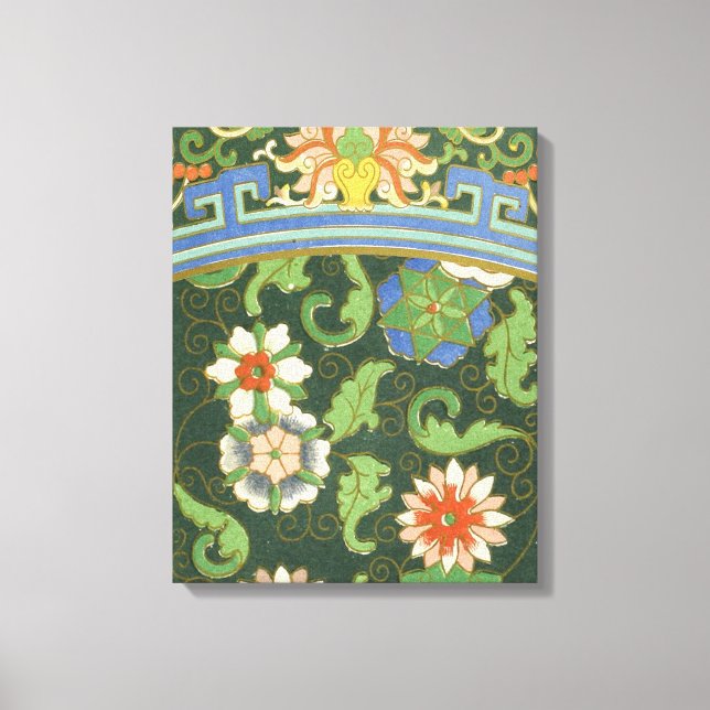 Lienzo Antiguo patrón chino de cloisonné: jade verde (Anverso)