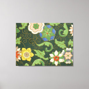 Lienzo Antiguo patrón chino de cloisonné: jade verde