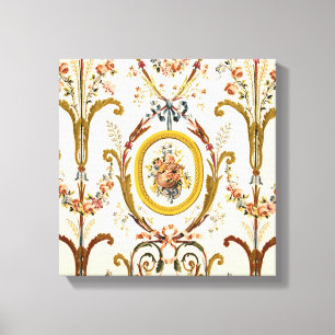 Lienzo Antiguo Rococo Floral Gold Cream Elegante