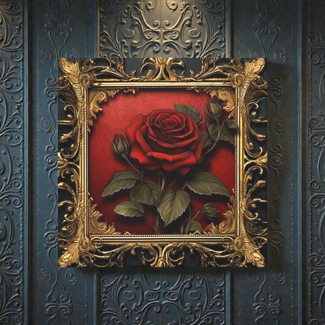 Lienzo Antiguo victoriano negro con rosa roja (Subido por el creador)