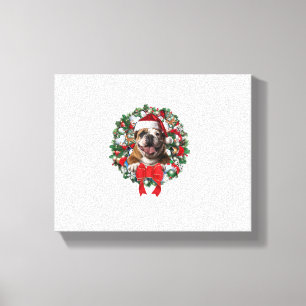 Lienzo Antiguos Navidades de Bulldog ingleses Wreath Deco