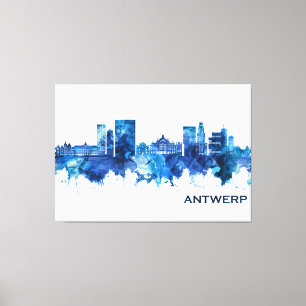 Lienzo Antwerp Belgium Skyline Blue