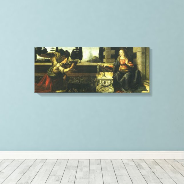 Lienzo Anunciación del Señor de Leonardo da Vinci (Insitu (piso de madera))