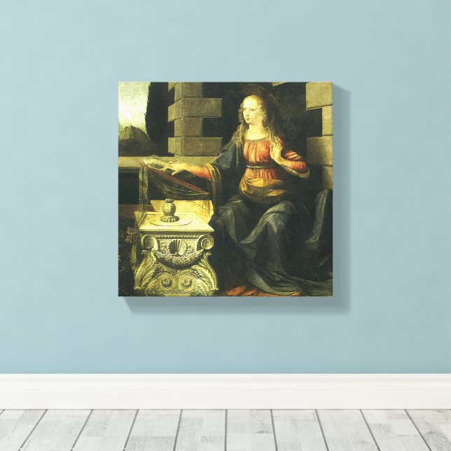 Lienzo Anunciación del Señor de Leonardo da Vinci (Insitu (piso de madera))