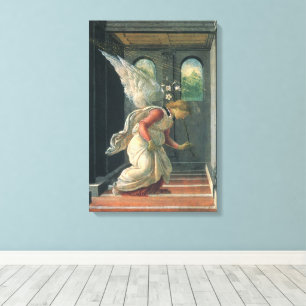 Lienzo Anunciación (detalle del ángel) de Sandro Botticel
