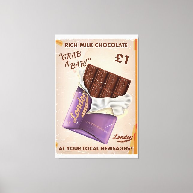 Lienzo Anuncio de chocolate británico de época. (Anverso)