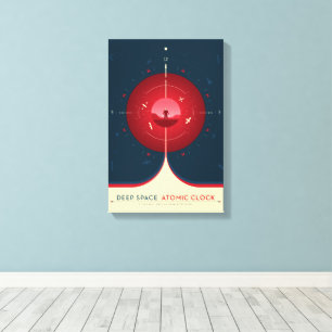 Lienzo Anuncio de ciencia ficción, reloj atómico rojo, es