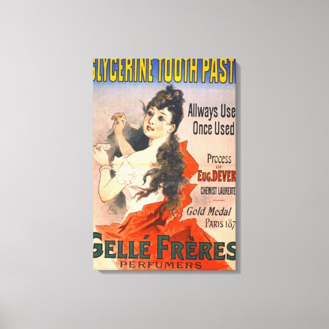 Lienzo Anuncio de pasta dental de época 1889 (Anverso)