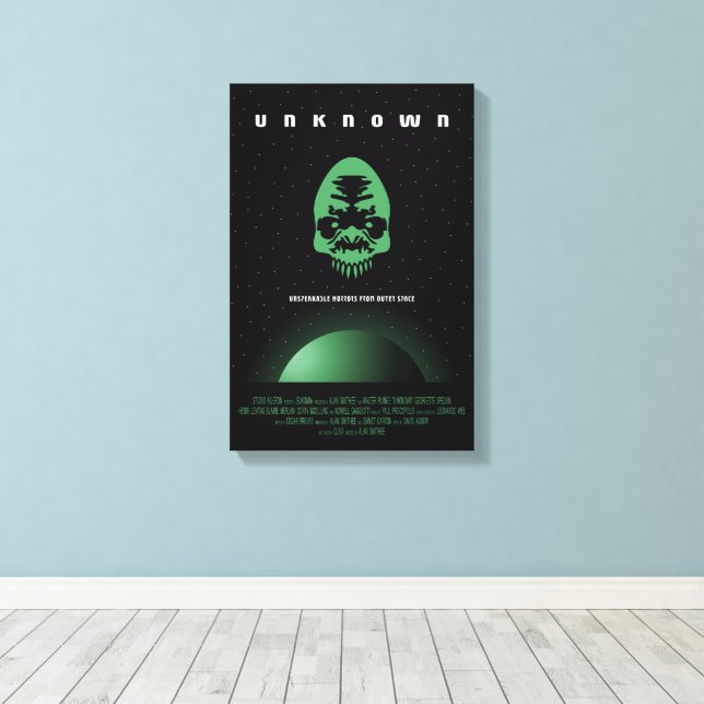Lienzo Anuncio de película de terror de Sci-Fi, desconoci (Insitu (piso de madera))