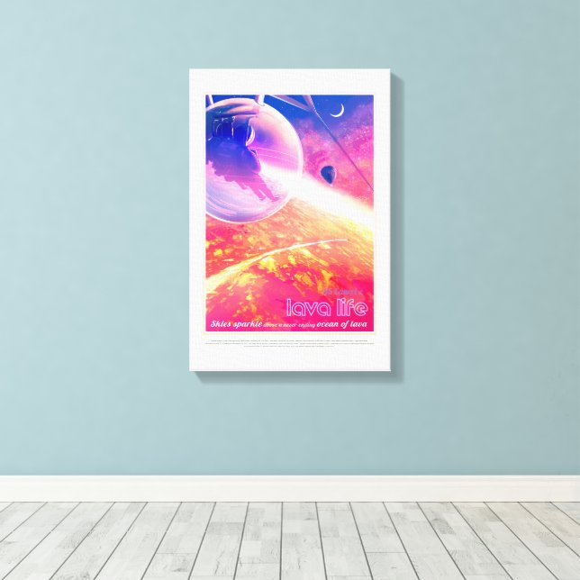 Lienzo Anuncio de viajes de Sci-Fi, Planet 55 Cancri e (Insitu (piso de madera))