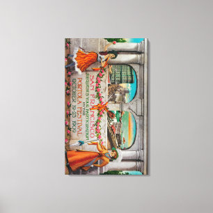 Lienzo Anuncio del festival de Portola (mujeres)