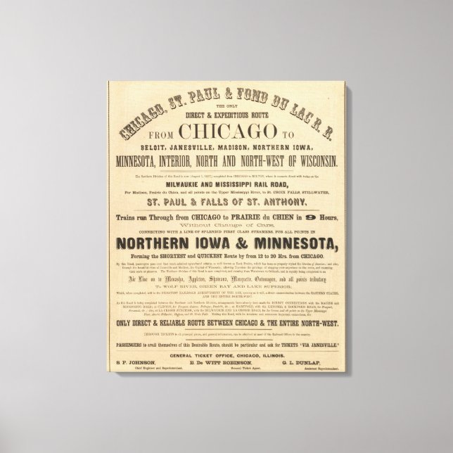 Lienzo Anuncio sobre el lago Superior Iowa y Minnesota (Anverso)